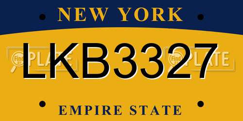 LKB3327 New York License Plate