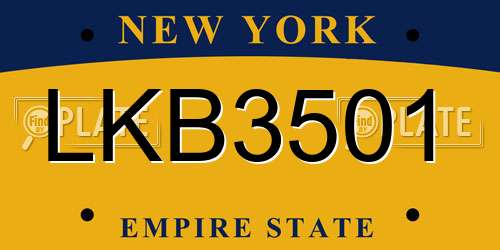 LKB3501 New York License Plate