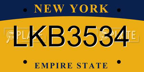 LKB3534 New York License Plate