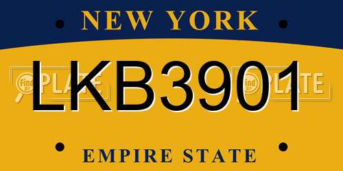 LKB3901 New York License Plate