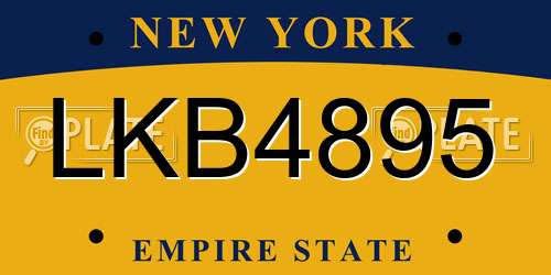 LKB4895 New York License Plate