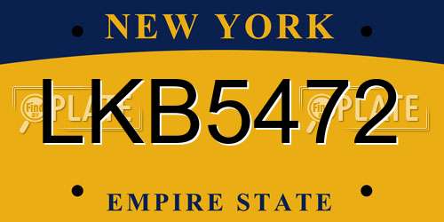 LKB5472 New York License Plate