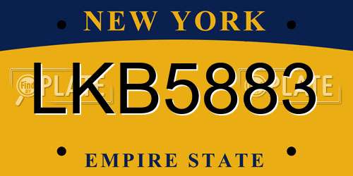 LKB5883 New York License Plate