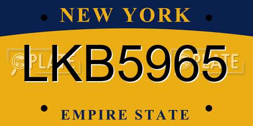 LKB5965 New York License Plate