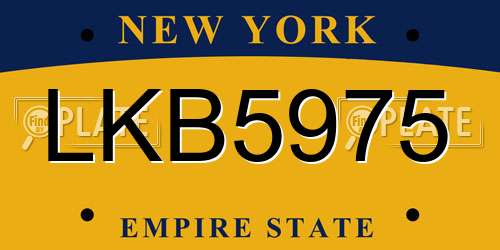LKB5975 New York License Plate