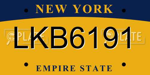 LKB6191 New York License Plate