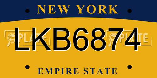 LKB6874 New York License Plate
