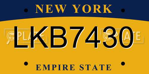 LKB7430 New York License Plate