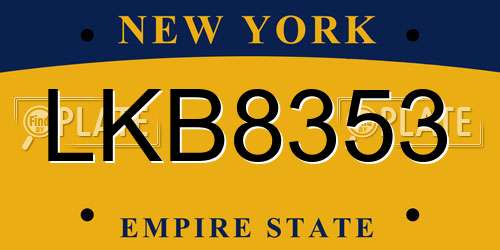 LKB8353 New York License Plate