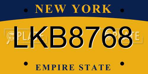 LKB8768 New York License Plate