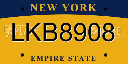 LKB8908 New York License Plate