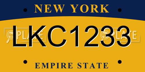 LKC1233 New York License Plate
