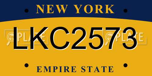 LKC2573 New York License Plate