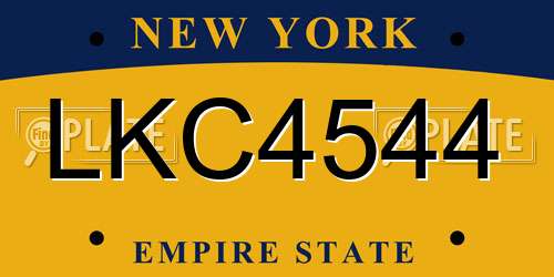 LKC4544 New York License Plate