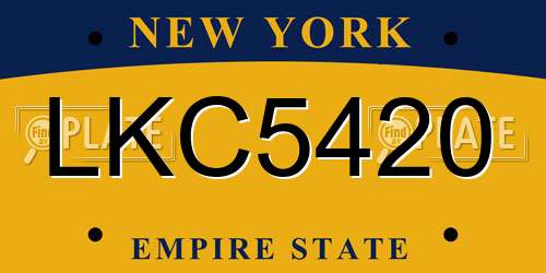 LKC5420 New York License Plate