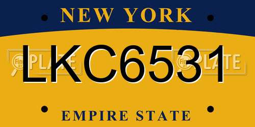 LKC6531 New York License Plate