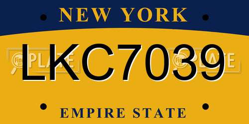 LKC7039 New York License Plate