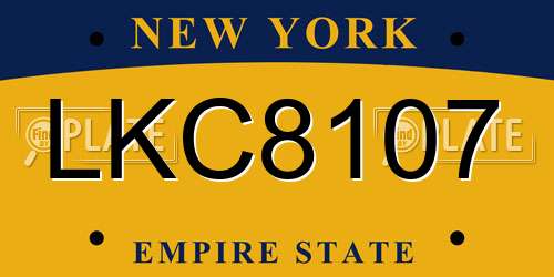 LKC8107 New York License Plate