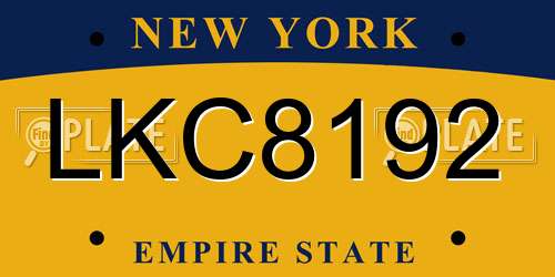 LKC8192 New York License Plate