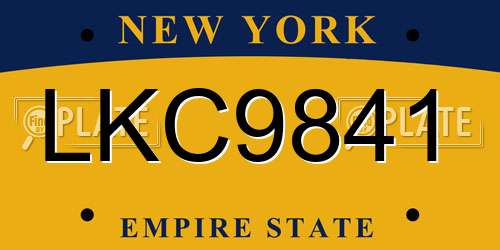 LKC9841 New York License Plate