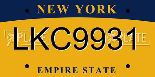LKC9931 New York License Plate