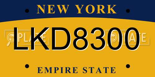 LKD8300 New York License Plate