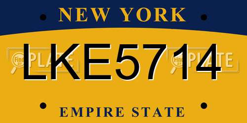 LKE5714 New York License Plate