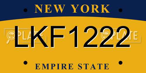 LKF1222 New York License Plate