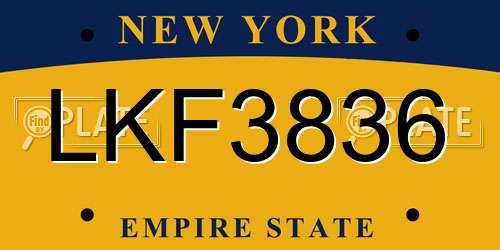 LKF3836 New York License Plate