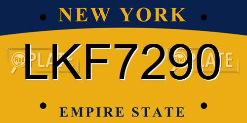 LKF7290 New York License Plate