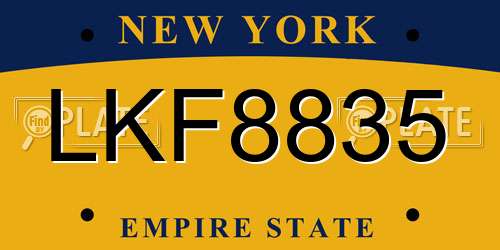 LKF8835 New York License Plate