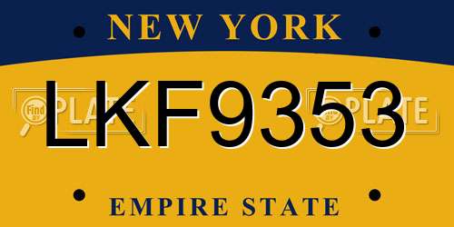 LKF9353 New York License Plate