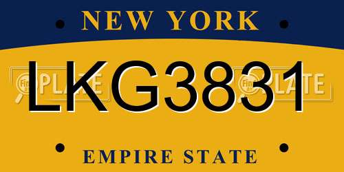 LKG3831 New York License Plate