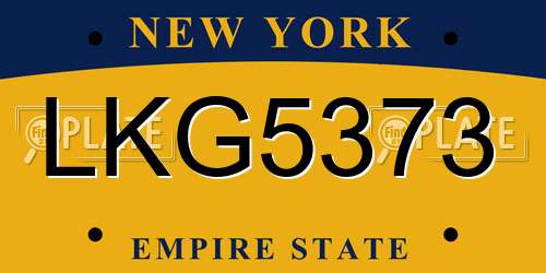 LKG5373 New York License Plate