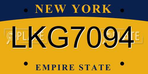 LKG7094 New York License Plate