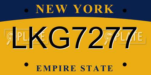 LKG7277 New York License Plate