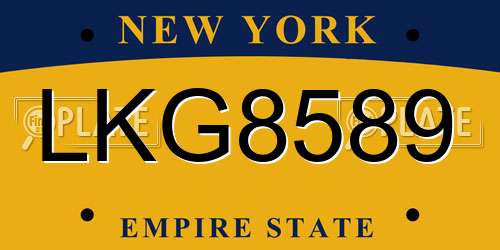 LKG8589 New York License Plate