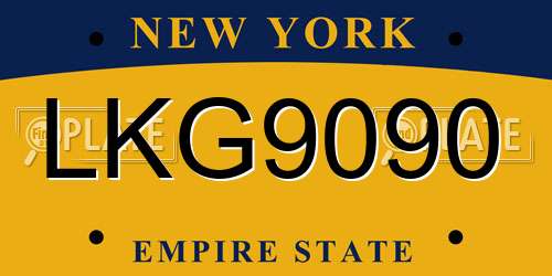 LKG9090 New York License Plate