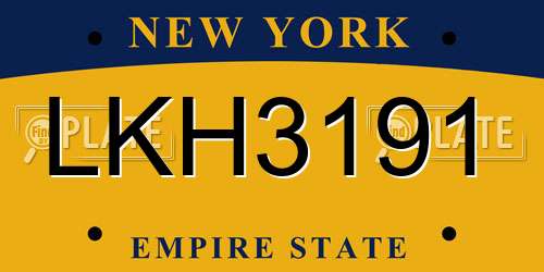 LKH3191 New York License Plate