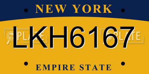 LKH6167 New York License Plate