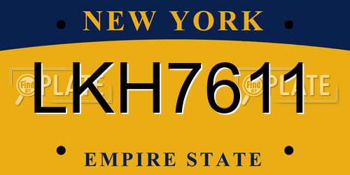 LKH7611 New York License Plate