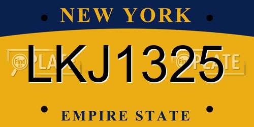 LKJ1325 New York License Plate