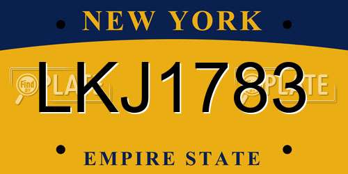 LKJ1783 New York License Plate