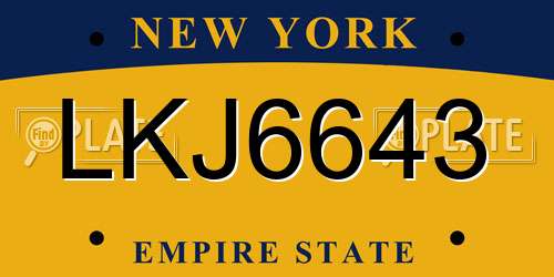 LKJ6643 New York License Plate