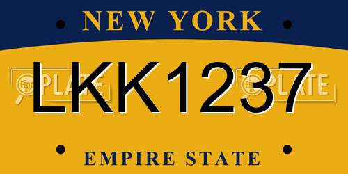 LKK1237 New York License Plate