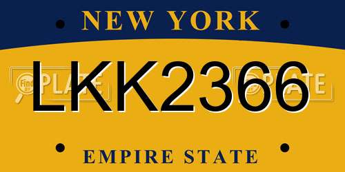 LKK2366 New York License Plate