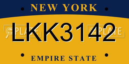 LKK3142 New York License Plate