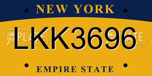LKK3696 New York License Plate