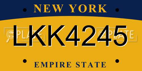 LKK4245 New York License Plate