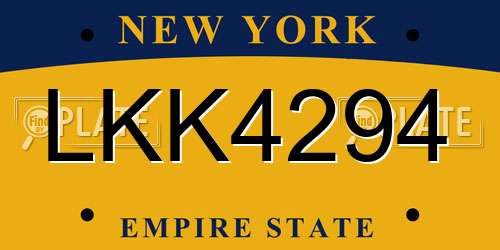 LKK4294 New York License Plate